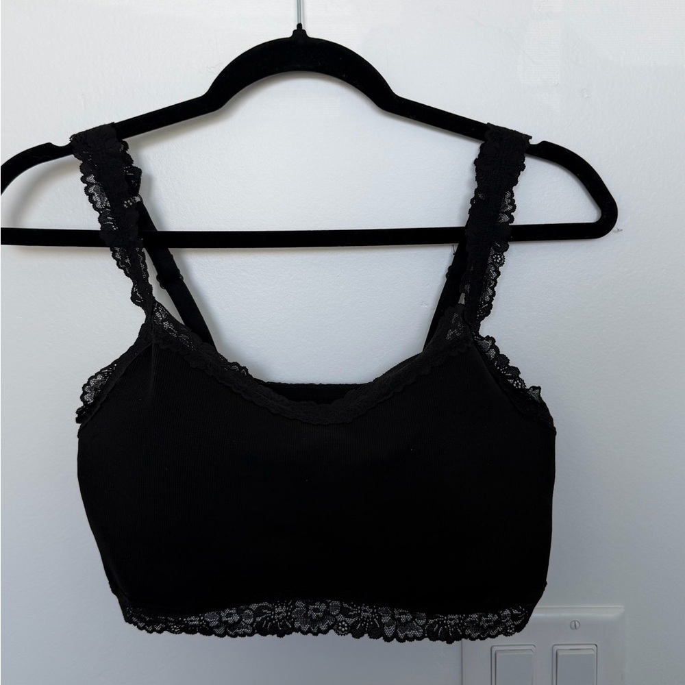 PINK Black Lace Trim Bralette